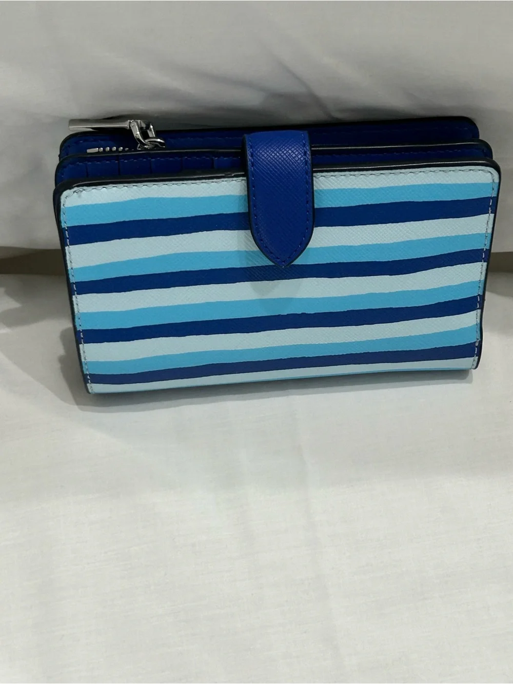 kate spade Blue Multi-Stripe Compact Wallet